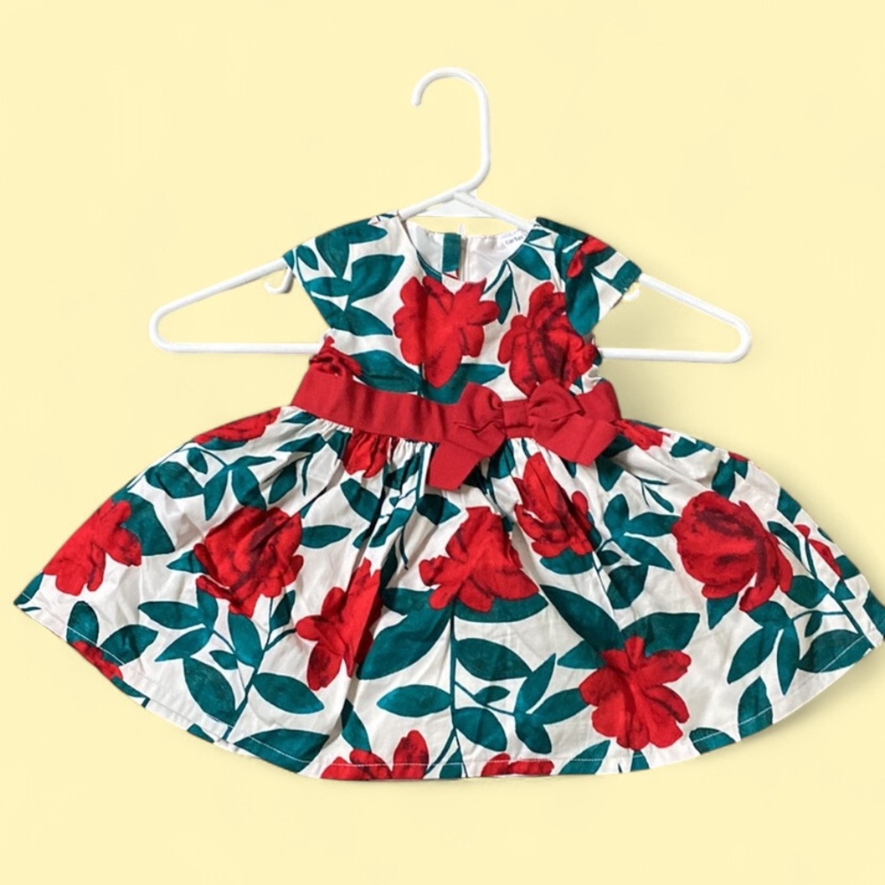 Carter’s White Red Green Floral Dress in Baby Size 6 Months